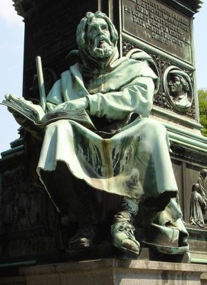 Peter Waldo statue at the Luther Memorial in Worms, Germany