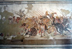 Mosaic of Roman battle at Pompeii