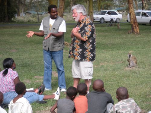 Noah Taylor preaching in Lake Nakuru National Park in Kenya
