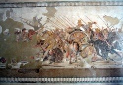 Mosaic of Roman battle at Pompeii